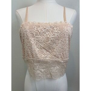 Avidlove Lace Camisole Tank Top Beige Floral Crop Adjustable Straps XL NWT